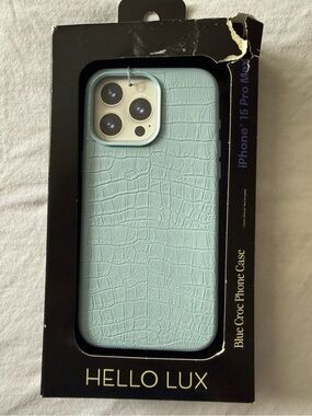 Hello Lux Blue Croc iPhone 15 Pro Max Protective Phone Case